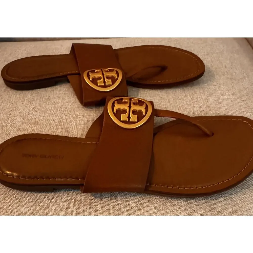 Tory Burch Benton Band Flat Sandal Tan Size 10